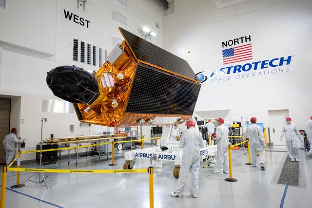 NASA image: Sentinel-6B Spacecraft Mated to Work Stand
