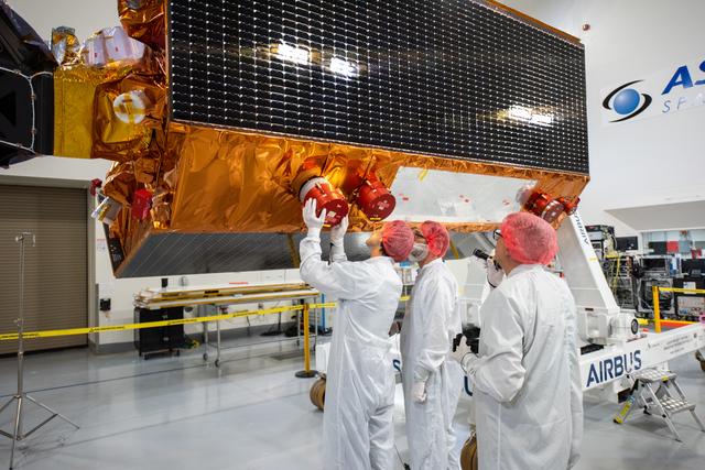 NASA image: Sentinel-6B Spacecraft Mated to Work Stand