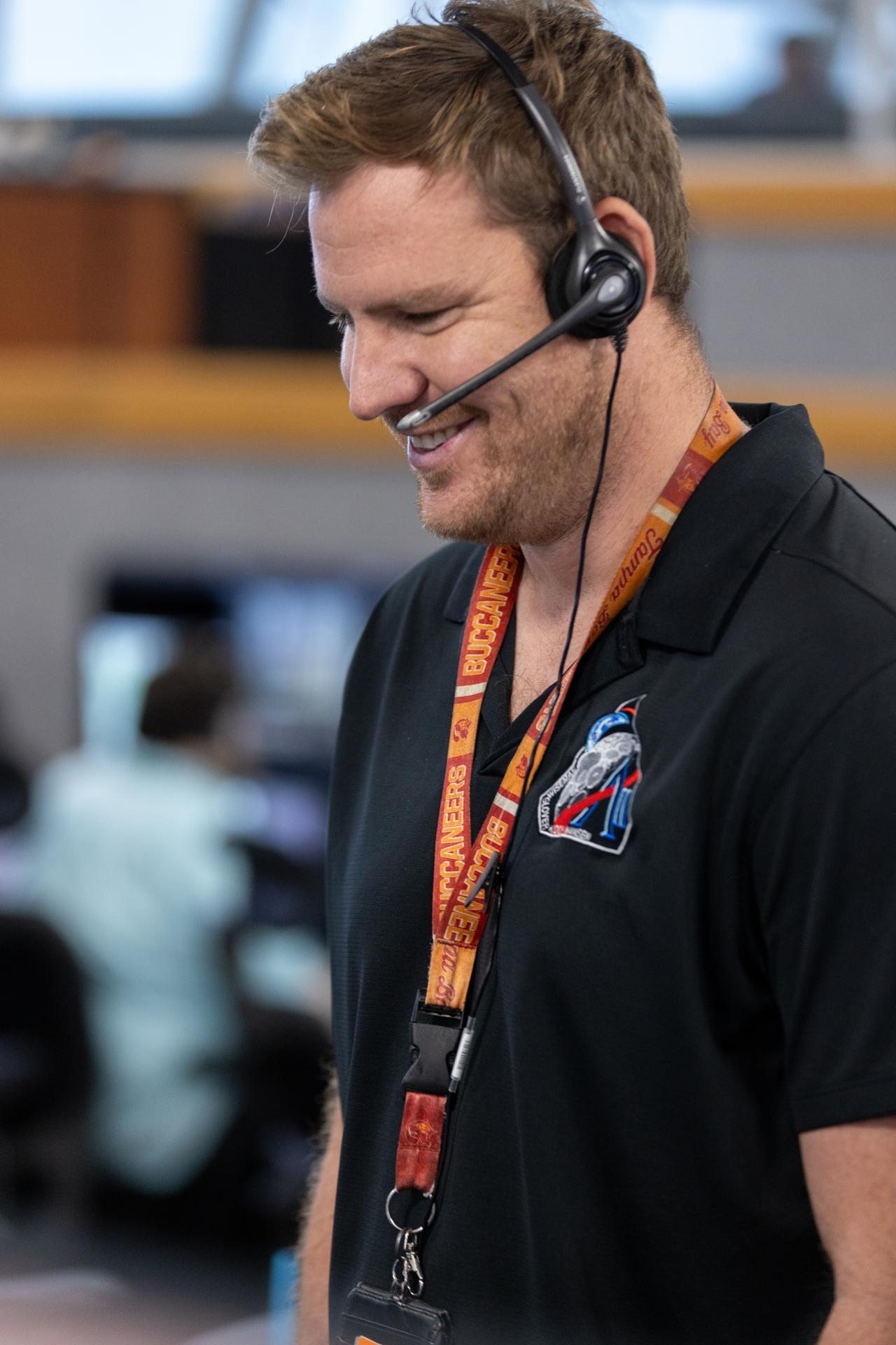 Joe Pavicic, operations project engineer within the Exploration Ground Systems Program, participates in an Artemis II launch countdown simulation inside Firing Room 1 in the Launch Control Center at NASA’s Kennedy Space Center in Florida on Wednesday, Nov. 5, 2025. The simulations go through launch day scenarios to help launch team members test software and make adjustments if needed during countdown operations. For Artemis II, four astronauts will venture around the Moon, the first crewed mission on NASA’s path to establishing a long-term presence for science and exploration through Artemis. 