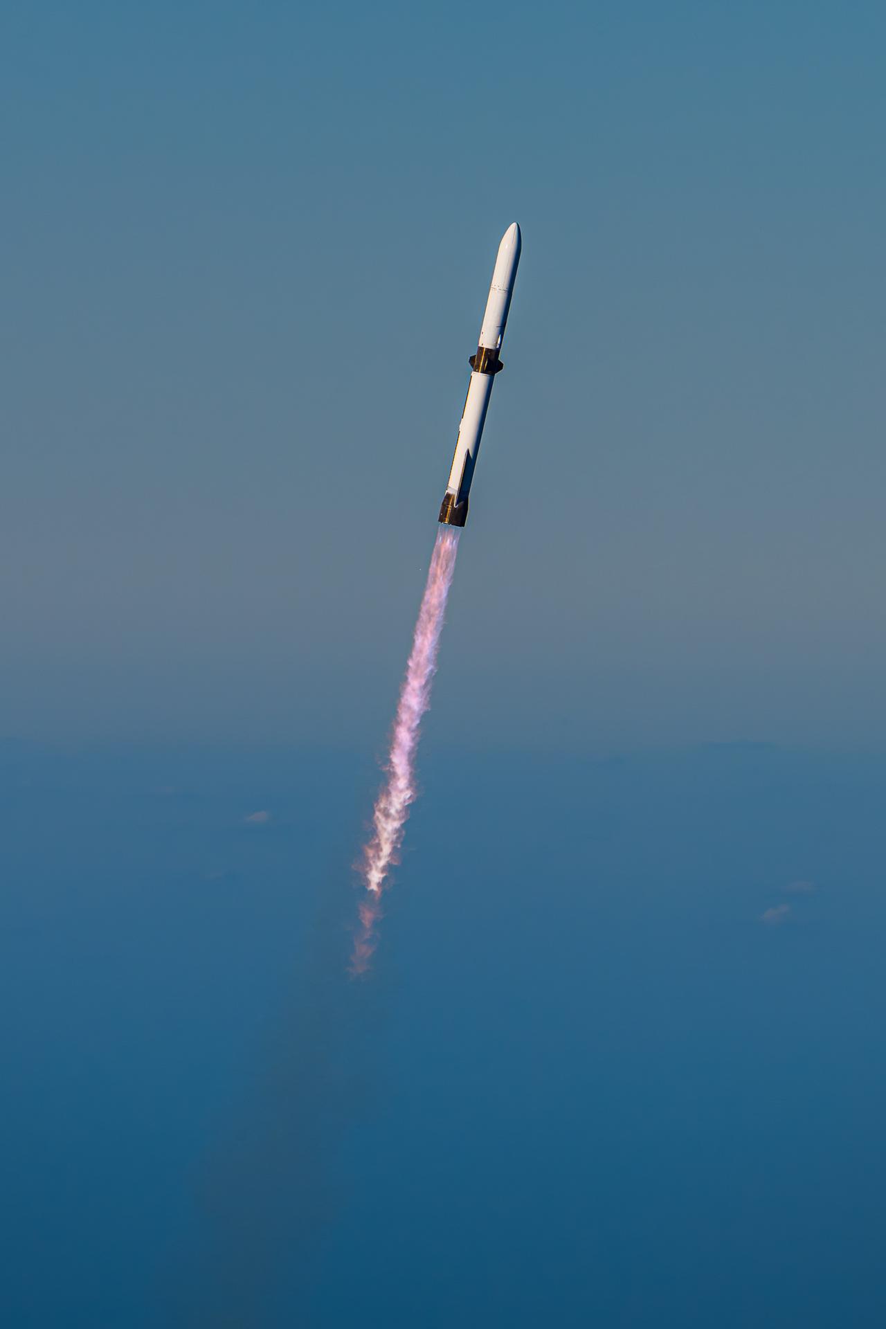 Image shows a white and black Blue Origin New Glenn rocket soaring in the air after liftoff on Thursday, Nov. 13, 2025, from Launch Complex 36 at Cape Canaveral Space Force Station in Florida. The rocket was carrying NASA's ESCAPADE mission, built by Rocket Lab, will study how solar wind and plasma interact with Mars’ magnetosphere and how this interaction drives the planet’s atmospheric escape to prepare for future human missions on Mars. Photo credit: Blue Origin
