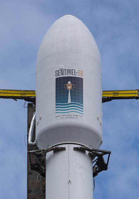 A SpaceX rocket carrying the Sentinel-6B satellite stands vertical on the launch pad at Space Launch Complex 4 East at Vandenberg Space Force Base in California on Sunday, Nov. 16, 2025, ahead of launch targeted for no earlier than 9:21 p.m. PST. A collaboration between NASA, ESA (European Space Agency), EUMETSAT (European Organisation for the Exploitation of Meteorological Satellites), and the National Oceanic and Atmospheric Administration (NOAA), Sentinel-6B is designed to measure sea levels down to roughly an inch for about 90% of the world’s oceans.