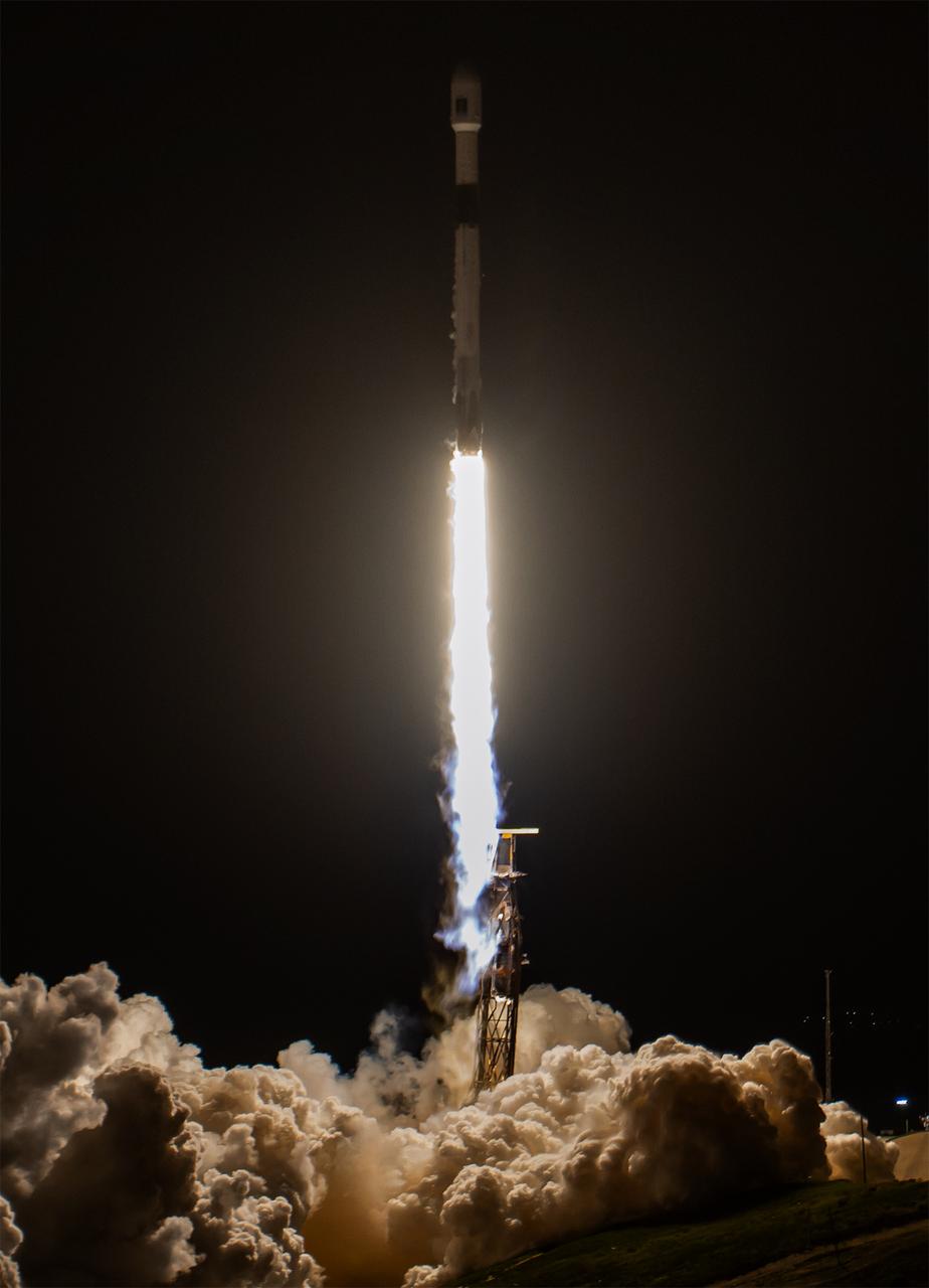A SpaceX Falcon 9 rocket carrying the international Sentinel-6B spacecraft lifts off from Space Launch Complex 4 East at Vandenberg Space Force Base in California at 9:21 p.m. PST Sunday, Nov. 16, 2025. A collaboration between NASA, ESA (European Space Agency), EUMETSAT (European Organisation for the Exploitation of Meteorological Satellites), and the National Oceanic and Atmospheric Administration (NOAA), Sentinel-6B is designed to measure sea levels down to roughly an inch for about 90% of the world’s oceans.