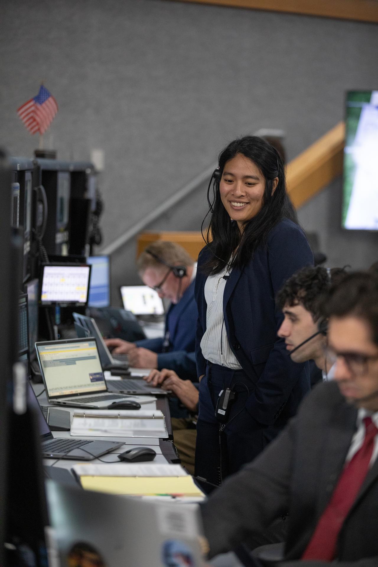 Artemis launch team members participate in an integrated launch countdown simulation for Artemis II inside Firing Room 1 of the Launch Control Center on Wednesday, Dec. 10, 2025. The training exercise involved engineers from Kennedy, Marshall Space Flight Center in Huntsville, Alabama, and Johnson Space Center in Houston coming together to rehearse all aspects of the launch countdown, from cryogenic loading – filling tanks in the SLS (Space Launch System) rocket’s core stage with liquid hydrogen and liquid oxygen – to liftoff. For Artemis II, four astronauts will venture around the Moon, the first crewed mission on NASA’s path to establishing a long-term presence for science and exploration through Artemis. 
