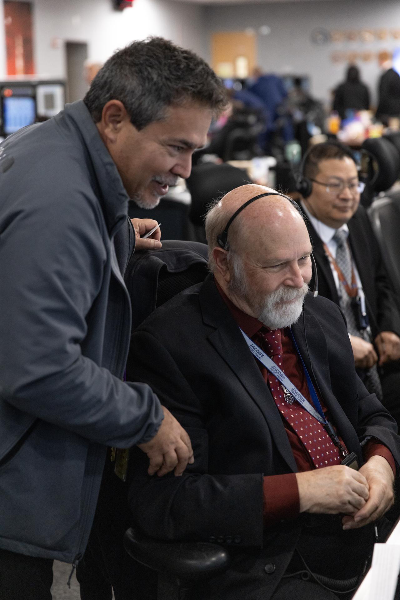 Artemis launch team members participate in an integrated launch countdown simulation for Artemis II inside Firing Room 1 of the Launch Control Center on Wednesday, Dec. 10, 2025. The training exercise involved engineers from Kennedy, Marshall Space Flight Center in Huntsville, Alabama, and Johnson Space Center in Houston coming together to rehearse all aspects of the launch countdown, from cryogenic loading – filling tanks in the SLS (Space Launch System) rocket’s core stage with liquid hydrogen and liquid oxygen – to liftoff. For Artemis II, four astronauts will venture around the Moon, the first crewed mission on NASA’s path to establishing a long-term presence for science and exploration through Artemis. 