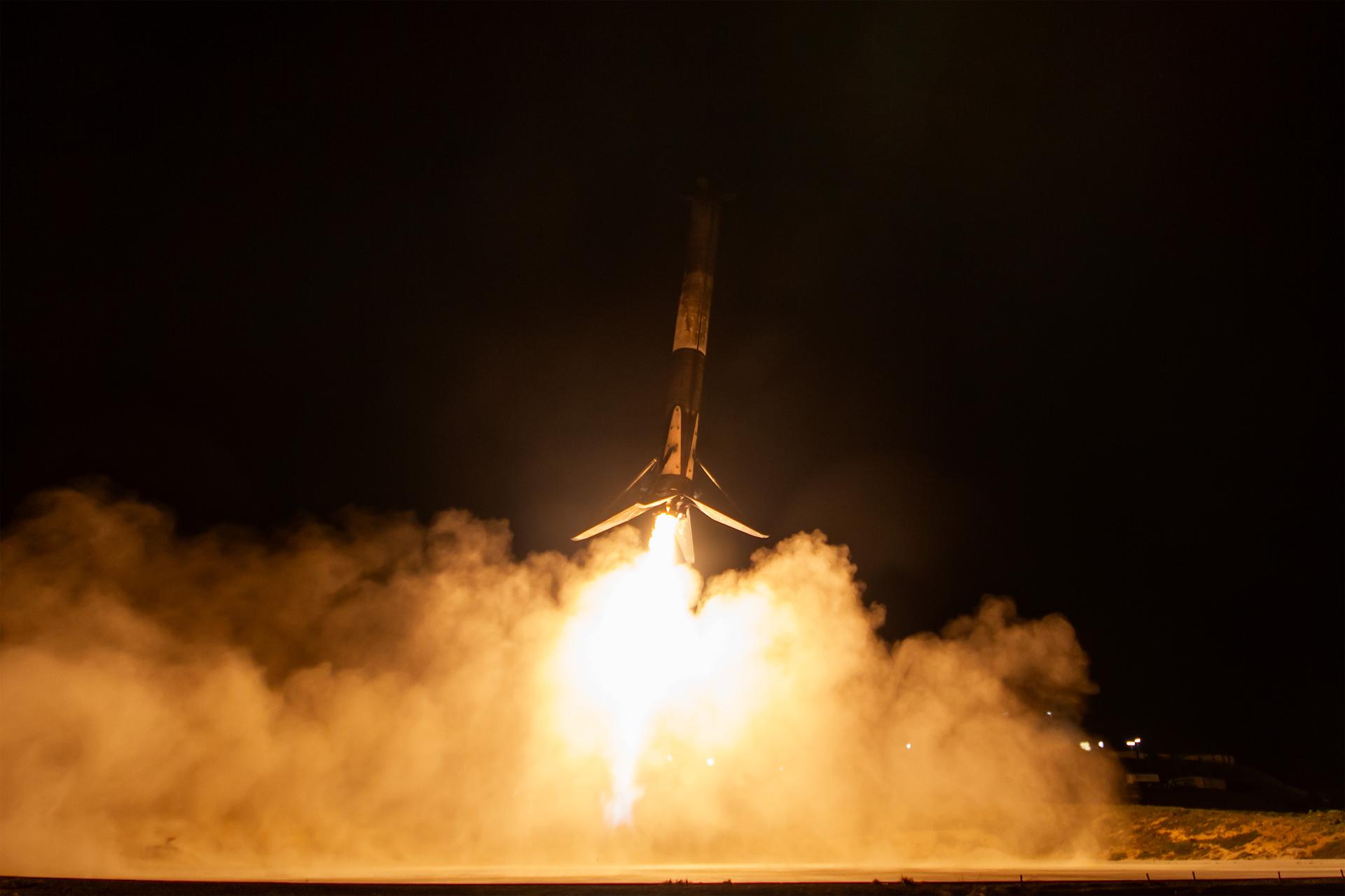 A SpaceX booster prepares for landing following the launch of NASA’s Pandora small satellite, the Star-Planet Activity Research CubeSat (SPARCS), and Black Hole Coded Aperture Telescope (BlackCAT) CubeSat from Space Launch Complex 4 East at Vandenberg Space Force Base in California on Sunday, Jan. 11, 2026, as part of the company’s Twilight mission. Pandora will provide an in-depth study of at least 20 known planets orbiting distant stars to determine the composition of their atmospheres — especially the presence of hazes, clouds, and water.