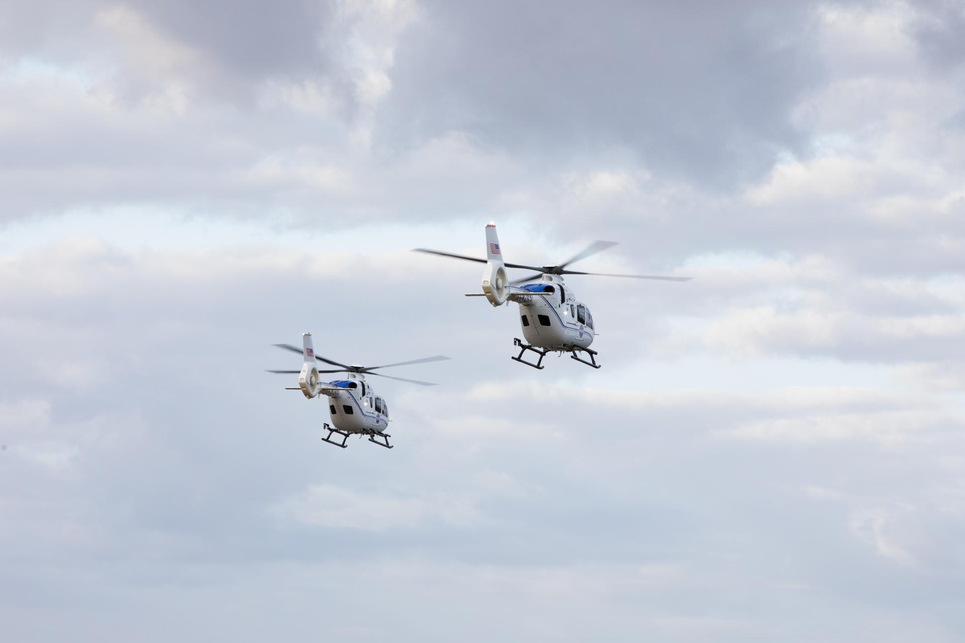 NASA Airbus H135 (T3) helicopters carrying NASA Administrator Jared Isaacman and leadership from the agency’s Kennedy Space Center in Florida perform an aerial tour of the spaceport on Tuesday, Jan. 13, 2026. Isaacman, NASA’s 15th administrator, began visiting the agency’s centers after his appointment on Dec. 17, 2025, to meet with employees, contractors, and partners.