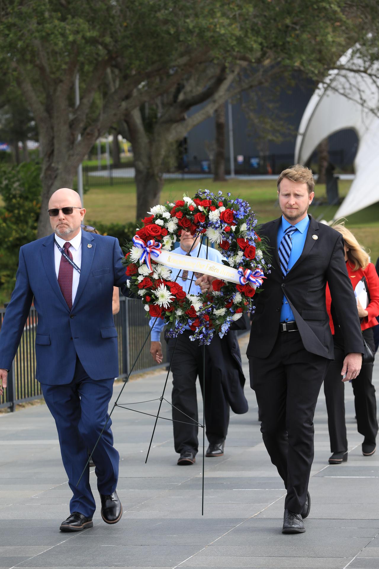 NASA’s Day of Remembrance is marked by a memorial wreath placed before the Space Mirror Memorial at the Kennedy Space Center Visitor Complex on Thursday, Jan. 22, 2026. The mirror was dedicated in 1991 to honor all astronauts who lost their lives on missions or during training. During the Day of Remembrance, NASA centers across the country honor those astronauts who have fallen in the pursuit of space exploration. This year marks the 40th anniversary of the Challenger tragedy.