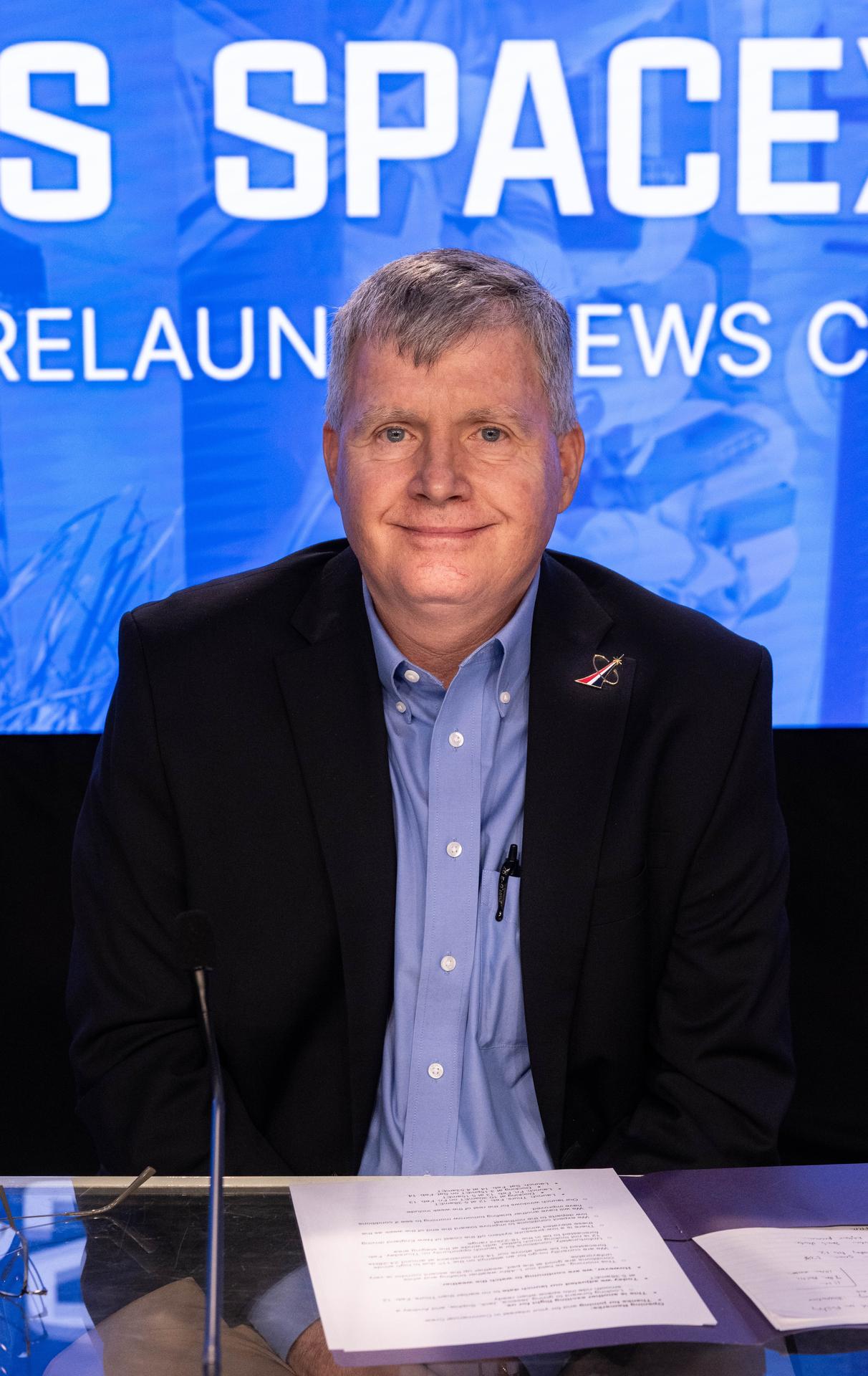 Steve Stich, manager, NASA's Commercial Crew Program, participates in a prelaunch news conference for NASA’s SpaceX Crew-12 mission inside the John Holliman Auditorium of the NASA News Center at the agency’s Kennedy Space Center in Florida on Monday, Feb. 9, 2026. The Crew-12 mission will send NASA astronauts Jessica Meir and Jack Hathaway, ESA (European Space Agency) astronaut Sophie Adenot, and Roscosmos cosmonaut Andrey Fedyaev to the International Space Station aboard SpaceX’s Dragon spacecraft and Falcon 9 rocket no earlier than 5:38 a.m. EST, Thursday, Feb. 12, from Cape Canaveral Space Force Station’s Space Launch Complex 40.