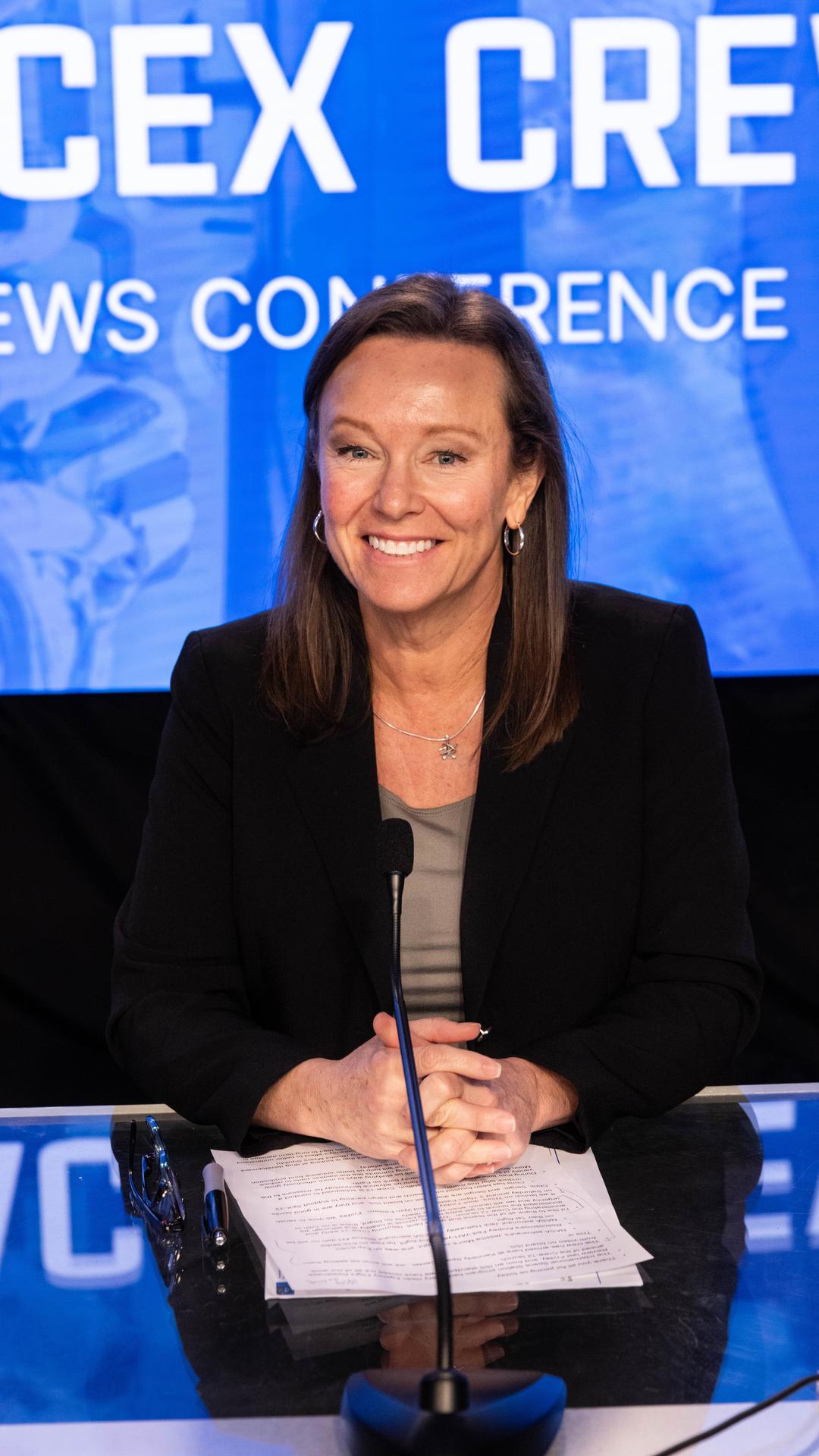 Dina Contella, deputy manager, NASA's International Space Station Program participates in a prelaunch news conference for NASA’s SpaceX Crew-12 mission inside the John Holliman Auditorium of the NASA News Center at the agency’s Kennedy Space Center in Florida on Monday, Feb. 9, 2026. The Crew-12 mission will send NASA astronauts Jessica Meir and Jack Hathaway, ESA (European Space Agency) astronaut Sophie Adenot, and Roscosmos cosmonaut Andrey Fedyaev to the International Space Station aboard SpaceX’s Dragon spacecraft and Falcon 9 rocket no earlier than 5:38 a.m. EST, Thursday, Feb. 12, from Cape Canaveral Space Force Station’s Space Launch Complex 40.