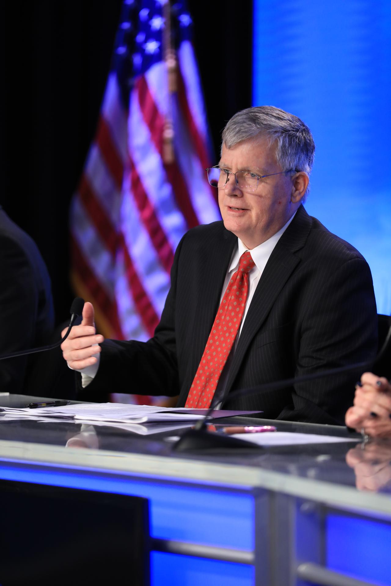 Steve Stich, manager, NASA’s Commercial Crew Program, participates in a postlaunch news conference at the agency’s Kennedy Space Center in Florida on Friday, Feb. 13, 2026, following the launch of NASA’s SpaceX Crew-12 mission to the International Space Station. NASA astronauts Jessica Meir and Jack Hathaway, ESA (European Space Agency) astronaut Sophie Adenot, and Roscosmos cosmonaut Andrey Fedyaev launched to the International Space Station aboard SpaceX’s Dragon spacecraft and Falcon 9 rocket at 5:15 a.m. EST on the 12th crew rotation mission with SpaceX to the space station as part of NASA’s Commercial Crew Program.