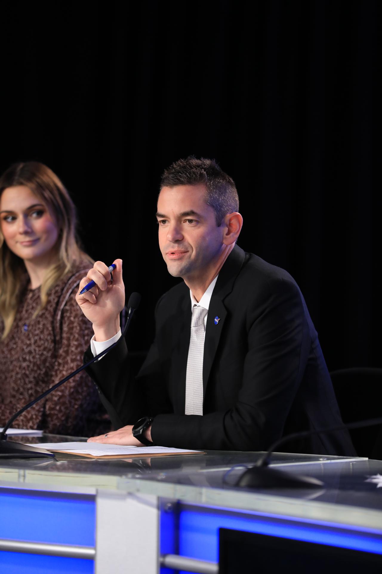 NASA Administrator Jared Isaacman participates in a postlaunch news conference at the agency’s Kennedy Space Center in Florida on Friday, Feb. 13, 2026, following the launch of NASA’s SpaceX Crew-12 mission to the International Space Station. NASA astronauts Jessica Meir and Jack Hathaway, ESA (European Space Agency) astronaut Sophie Adenot, and Roscosmos cosmonaut Andrey Fedyaev launched to the International Space Station aboard SpaceX’s Dragon spacecraft and Falcon 9 rocket at 5:15 a.m. EST on the 12th crew rotation mission with SpaceX to the space station as part of NASA’s Commercial Crew Program.