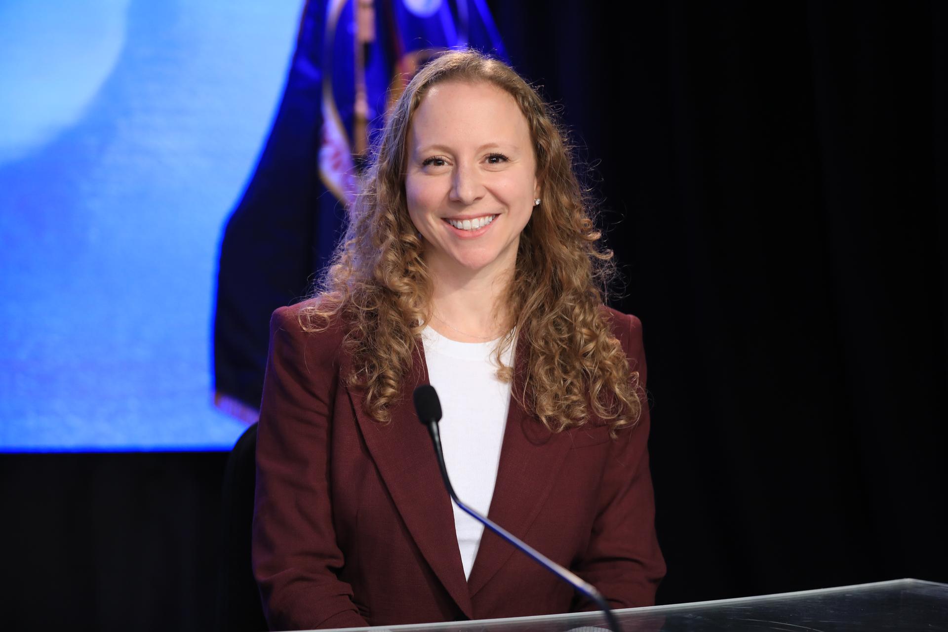 Julianna Scheiman, director, NASA Science and Dragon Programs, SpaceX, participates in a postlaunch news conference at the agency’s Kennedy Space Center in Florida on Friday, Feb. 13, 2026, following the launch of NASA’s SpaceX Crew-12 mission to the International Space Station. NASA astronauts Jessica Meir and Jack Hathaway, ESA (European Space Agency) astronaut Sophie Adenot, and Roscosmos cosmonaut Andrey Fedyaev launched to the International Space Station aboard SpaceX’s Dragon spacecraft and Falcon 9 rocket at 5:15 a.m. EST on the 12th crew rotation mission with SpaceX to the space station as part of NASA’s Commercial Crew Program.