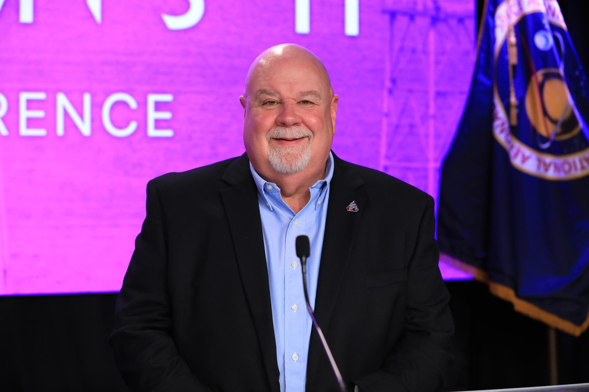 John Honeycutt, chair, Artemis II mission management team, participates in a news conference on Friday, Feb. 20, 2026, to discuss the completion of the Artemis II second wet dress rehearsal at NASA’s Kennedy Space Center in Florida. The wet dress rehearsal allows the Artemis II launch team to run through operations to load propellant, conduct a full launch countdown, demonstrate the ability to recycle the countdown clock, and drain the tanks to practice timelines and procedures for launch. The Artemis II test flight will take Commander Reid Wiseman, Pilot Victor Glover, and Mission Specialist Christina Koch from NASA, and Mission Specialist Jeremy Hansen from the CSA (Canadian Space Agency), around the Moon and back to Earth from Launch Complex 39B at NASA Kennedy. 