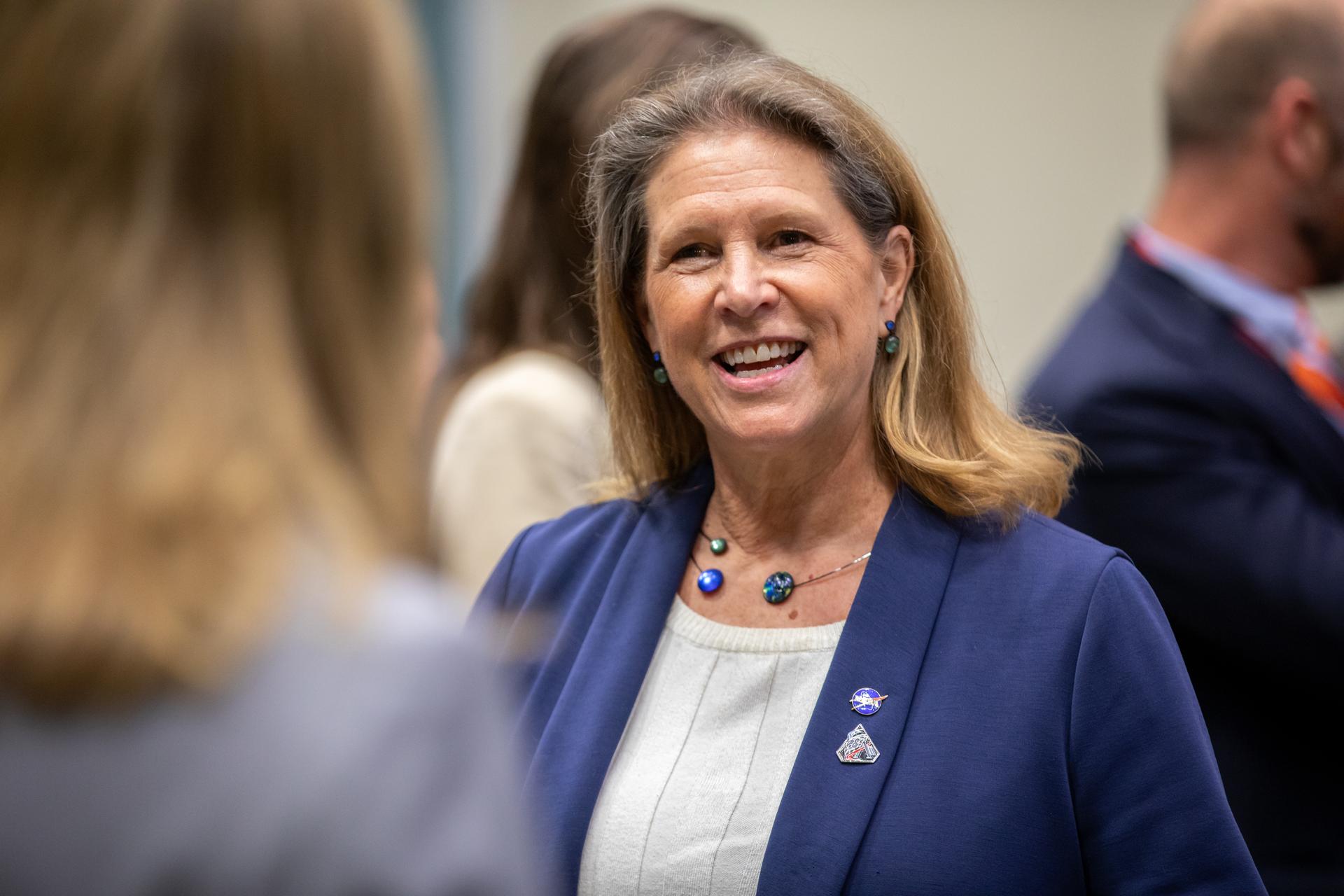 Lori Glaze, acting associate administrator, NASA’s Exploration Systems Development Mission Directorate, participates in the Artemis II Flight Readiness Review with NASA leadership on Wednesday, March 11, 2026, at NASA’s Kennedy Space Center in Florida. The review is an assessment of the readiness of NASA’s SLS (Space Launch System) rocket and Orion spacecraft to support the Artemis II test flight as four astronauts journey around the Moon and return to Earth. 