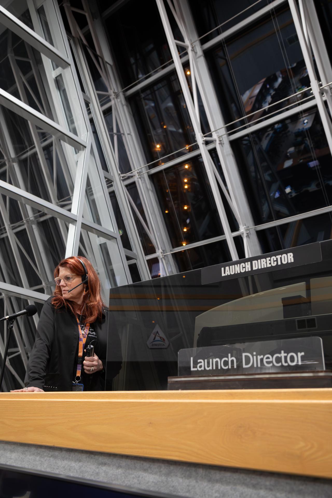 Charlie Blackwell-Thompson, Artemis launch director, NASA’s Exploration Ground Systems Program, is seen inside Firing Room 1 of the Rocco A. Petrone Launch Control Center during the Artemis II rollout of the SLS (Space Launch System) rocket and Orion spacecraft from the Vehicle Assembly Building to Launch Complex 39B at NASA’s Kennedy Space Center in Florida on Friday, March 20, 2026. The Artemis II test flight will take Commander Reid Wiseman, Pilot Victor Glover, and Mission Specialist Christina Koch from NASA, and Mission Specialist Jeremy Hansen from the CSA (Canadian Space Agency), around the Moon and back to Earth with launch opportunities beginning in April 2026.