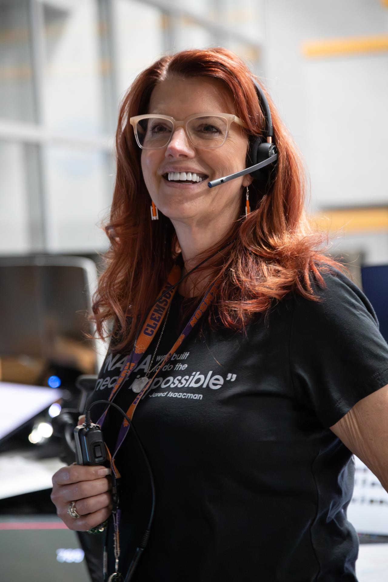Charlie Blackwell-Thompson, Artemis launch director, NASA’s Exploration Ground Systems Program, is seen inside Firing Room 1 of the Rocco A. Petrone Launch Control Center during the Artemis II rollout of the SLS (Space Launch System) rocket and Orion spacecraft from the Vehicle Assembly Building to Launch Complex 39B at NASA’s Kennedy Space Center in Florida on Friday, March 20, 2026. The Artemis II test flight will take Commander Reid Wiseman, Pilot Victor Glover, and Mission Specialist Christina Koch from NASA, and Mission Specialist Jeremy Hansen from the CSA (Canadian Space Agency), around the Moon and back to Earth with launch opportunities beginning in April 2026.