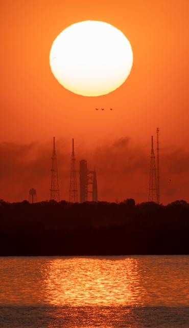 NASA image: Artemis II Sunrise at Max Brewer Bridge