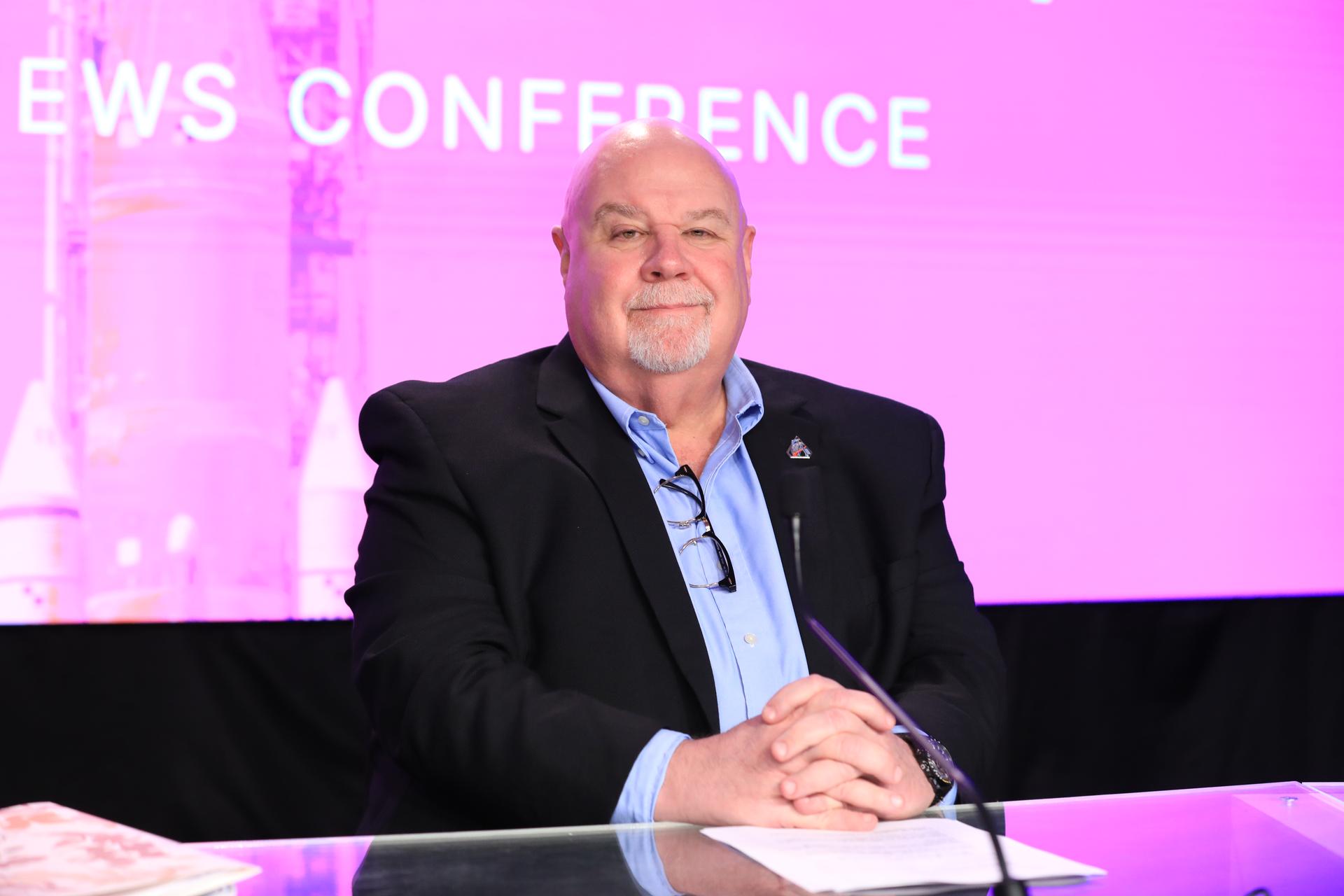 John Honeycutt, chair, Artemis II mission management team, participates in a news conference on Monday, March 30, 2026, to discuss the upcoming Artemis II test flight at NASA’s Kennedy Space Center in Florida. The Artemis II mission will take Artemis II Commander Reid Wiseman, Pilot Victor Glover, and Mission Specialist Christina Koch from NASA, and Mission Specialist Jeremy Hansen from the CSA (Canadian Space Agency) on a 10-day journey around the Moon and back aboard NASA’s SLS (Space Launch System) rocket and Orion spacecraft from Launch Complex 39B no earlier than 6:24 p.m. EDT on Wednesday, April 1. 