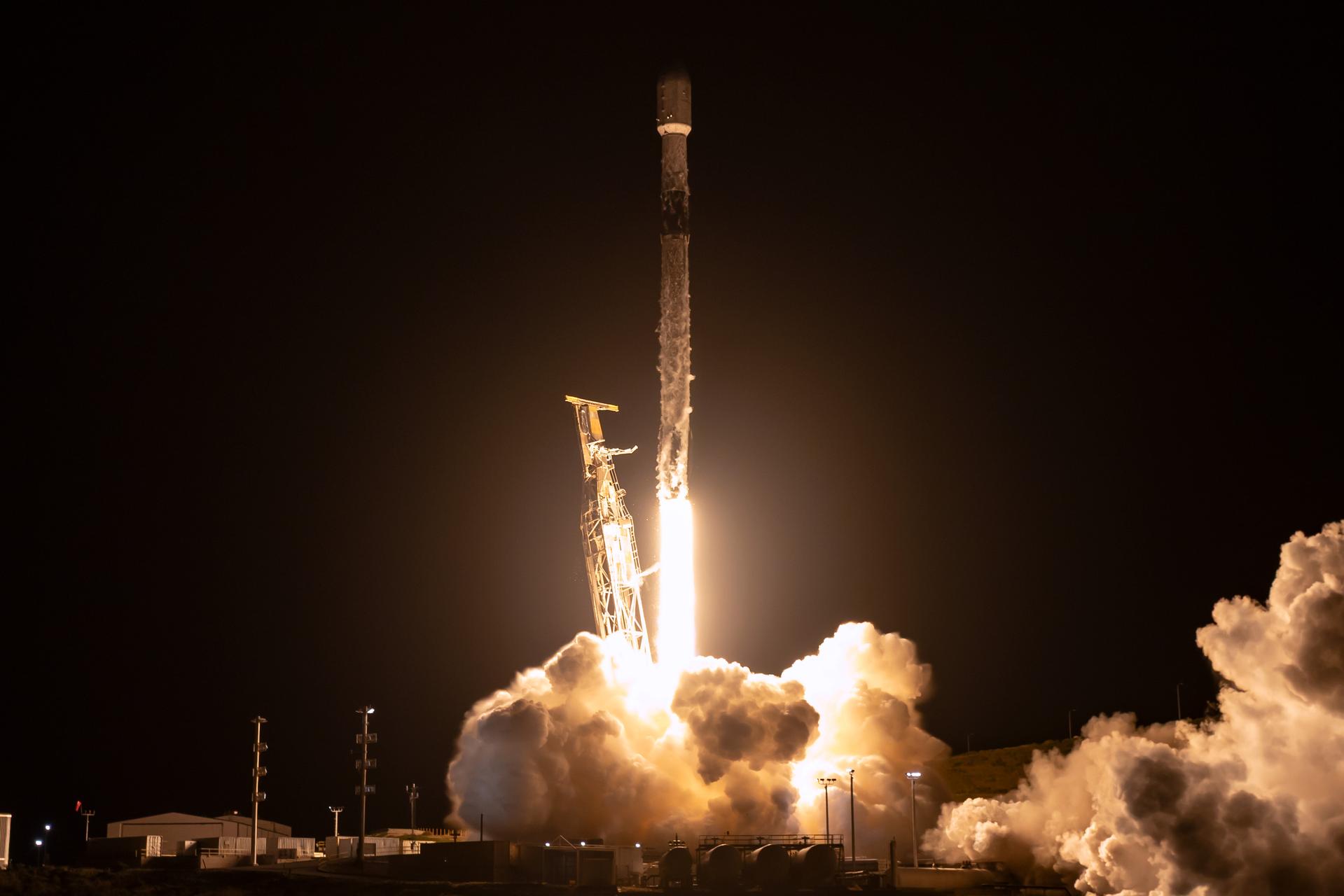 A SpaceX Falcon 9 rocket carrying several NASA small satellites and instruments lifts off from Space Launch Complex 4 East at Vandenberg Space Force Base in California on Monday, March 30, 2026, as part of the company’s Transporter-16 mission. The demonstrations will test thermal protection systems, advance in-space communications, deepen our understanding of Earth's atmosphere, and more to foster capabilities for NASA’s exploration and research goals.