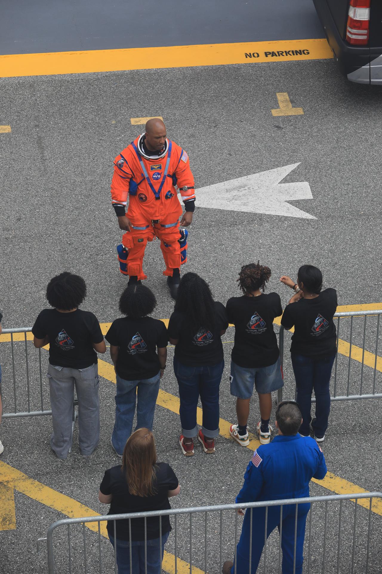 Artemis II Pilot Victor Glover waves to family and friends as he prepares to depart the Neil A. Armstrong Operations and Checkout Building for Launch Pad 39B at the agency’s Kennedy Space Center in Florida on Wednesday, April 1, 2026, ahead of the Artemis II test flight. The mission will take Glover, Commander Reid Wiseman, and Mission Specialist Christina Koch, from NASA, along with Mission Specialist Jeremy Hansen from the CSA (Canadian Space Agency), on a 10-day journey around the Moon and back aboard NASA’s SLS (Space Launch System) rocket and Orion spacecraft with a two hour launch window opening at 6:24 p.m. EDT from Launch Complex 39B at NASA Kennedy. 