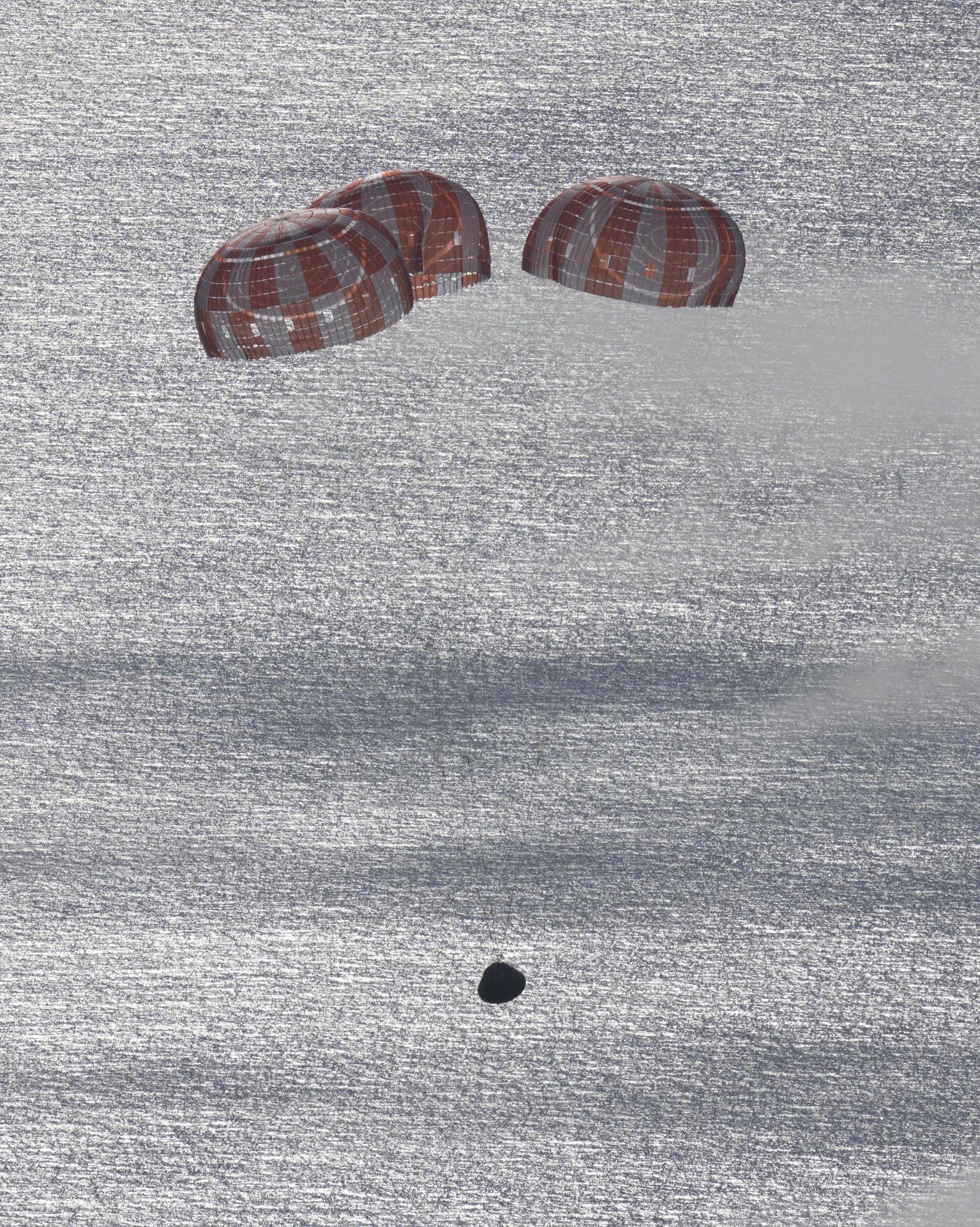 NASA's Orion spacecraft carrying Artemis II Commander Reid Wiseman, Pilot Victor Glover, and Mission Specialist Christina Koch from NASA, along with Mission Specialist Jeremy Hansen from the CSA (Canadian Space Agency), splashes down in the Pacific Ocean near San Diego, California, at 5:07 p.m. PDT, (8:07 p.m. EDT) on Friday, April 10, 2026. The Artemis II test flight launched on Wednesday, April 1, from NASA’s Kennedy Space Center in Florida to begin its 10-day journey around the Moon for scientific discovery, economic benefits, and to build on our foundation for the first crewed missions to Mars. NASA’s Landing and Recovery team and the U.S. military are coordinating efforts to extract the Artemis II crew from the Orion spacecraft.