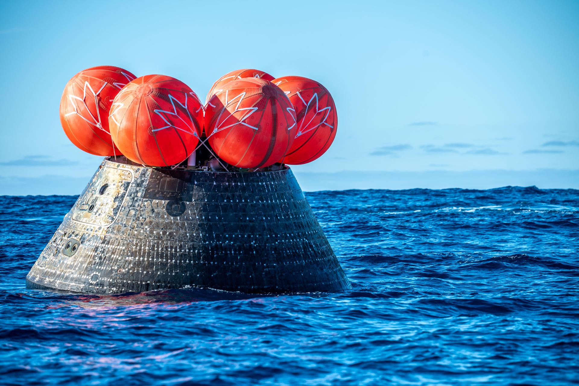 NASA's Orion spacecraft carrying Artemis II Commander Reid Wiseman, Pilot Victor Glover, and Mission Specialist Christina Koch from NASA, along with Mission Specialist Jeremy Hansen from the CSA (Canadian Space Agency), splashes down in the Pacific Ocean near San Diego, California, at 5:07 p.m. PDT, (8:07 p.m. EDT) on Friday, April 10, 2026. The Artemis II test flight launched on Wednesday, April 1, from NASA’s Kennedy Space Center in Florida to begin its 10-day journey around the Moon for scientific discovery, economic benefits, and to build on our foundation for the first crewed missions to Mars. NASA’s Landing and Recovery team and the U.S. military are coordinating efforts to extract the Artemis II crew from the Orion spacecraft.