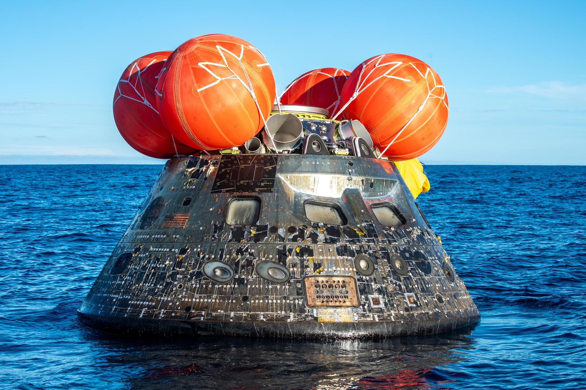 NASA's Orion spacecraft carrying Artemis II Commander Reid Wiseman, Pilot Victor Glover, and Mission Specialist Christina Koch from NASA, along with Mission Specialist Jeremy Hansen from the CSA (Canadian Space Agency), splashes down in the Pacific Ocean near San Diego, California, at 5:07 p.m. PDT, (8:07 p.m. EDT) on Friday, April 10, 2026. The Artemis II test flight launched on Wednesday, April 1, from NASA’s Kennedy Space Center in Florida to begin its 10-day journey around the Moon for scientific discovery, economic benefits, and to build on our foundation for the first crewed missions to Mars. NASA’s Landing and Recovery team and the U.S. military are coordinating efforts to extract the Artemis II crew from the Orion spacecraft.