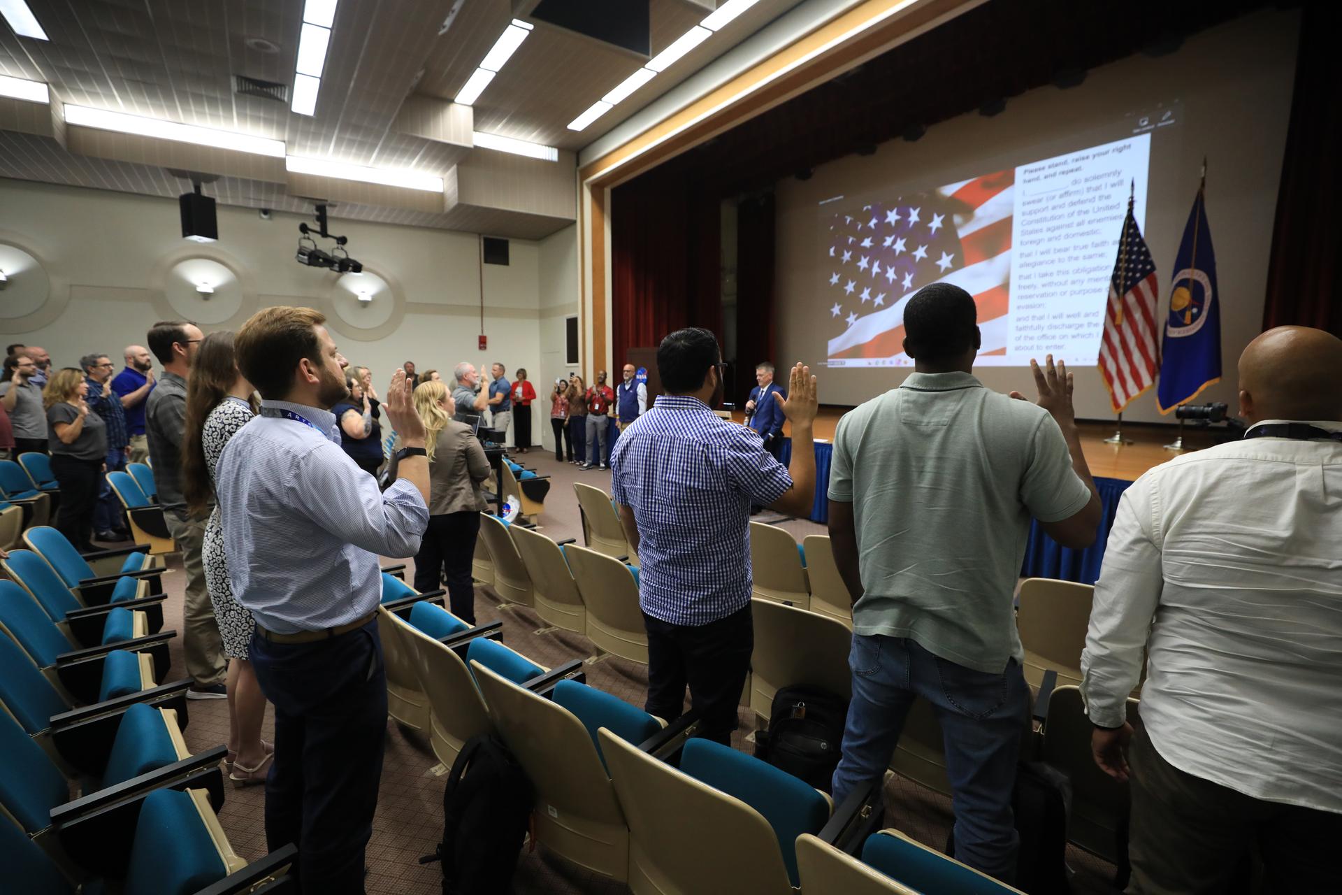 New employees were sworn in on Monday, June 15, 2026, as new NASA civil servants at the agency’s Kennedy Space Center in Florida. The 138 employees from NASA Kennedy and Vandenberg Space Force Base in California are the latest onboarded as part of NASA Administrator Jared Isaacman’s workforce directive ongoing efforts to strengthen core capabilities, support mission success, and increase NASA’s agility, and they are taking on duties recently fulfilled by the Expendable Launch Vehicle Integrated Support (ELVIS) contract.