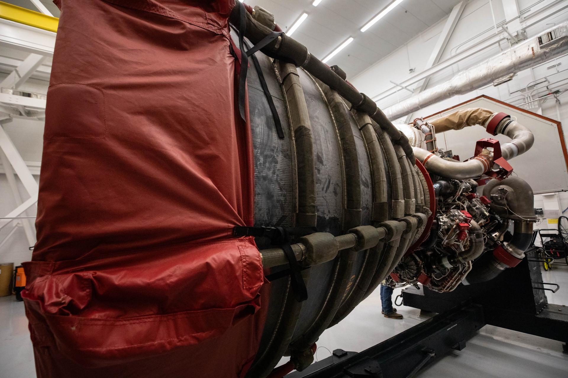 Teams at NASA’s Kennedy Space Center in Florida offload the third of four RS-25 SLS (Space Launch System) rocket engines built by L3 Harris Technologies for the agency's Artemis III mission on Tuesday, July 14, 2026, inside the spaceport’s Vehicle Assembly Building. The SLS rocket will use four RS-25 engines in the core stage to propel the Orion spacecraft into orbit providing over two million pounds of thrust at liftoff. As part of the Golden Age of innovation and exploration, NASA will send Artemis astronauts on increasingly difficult missions to explore more of the Moon for scientific discovery and economic benefits, establish an enduring human presence on the lunar surface, and build on our foundation for the first crewed missions to Mars.