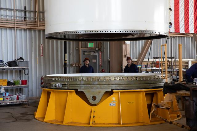 Artemis III SRB Arrival RH Fwd Center Lift to Work Stand
