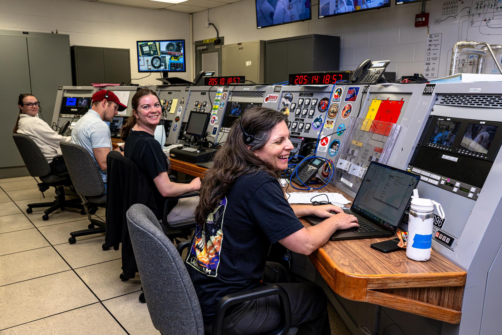 Technicians monitor propellant loading from a control room in the Multi Operations Support Building at NASA’s Kennedy Space Center in Florida Friday, July 24, 2026. With fuel tanks capable of carrying about 290 gallons (roughly 1,100 liters) of hydrazine – a monopropellant not requiring a second chemical to combust – Roman’s primary mission is to settle essential questions about dark energy, exoplanets, and infrared astrophysics by conducting wide-field surveys that explore the universe’s structure, evolution, and composition. Liftoff atop a SpaceX Falcon Heavy rocket from NASA Kennedy’s Launch Complex 39A is targeted no earlier than Sunday, Aug. 30, 2026.