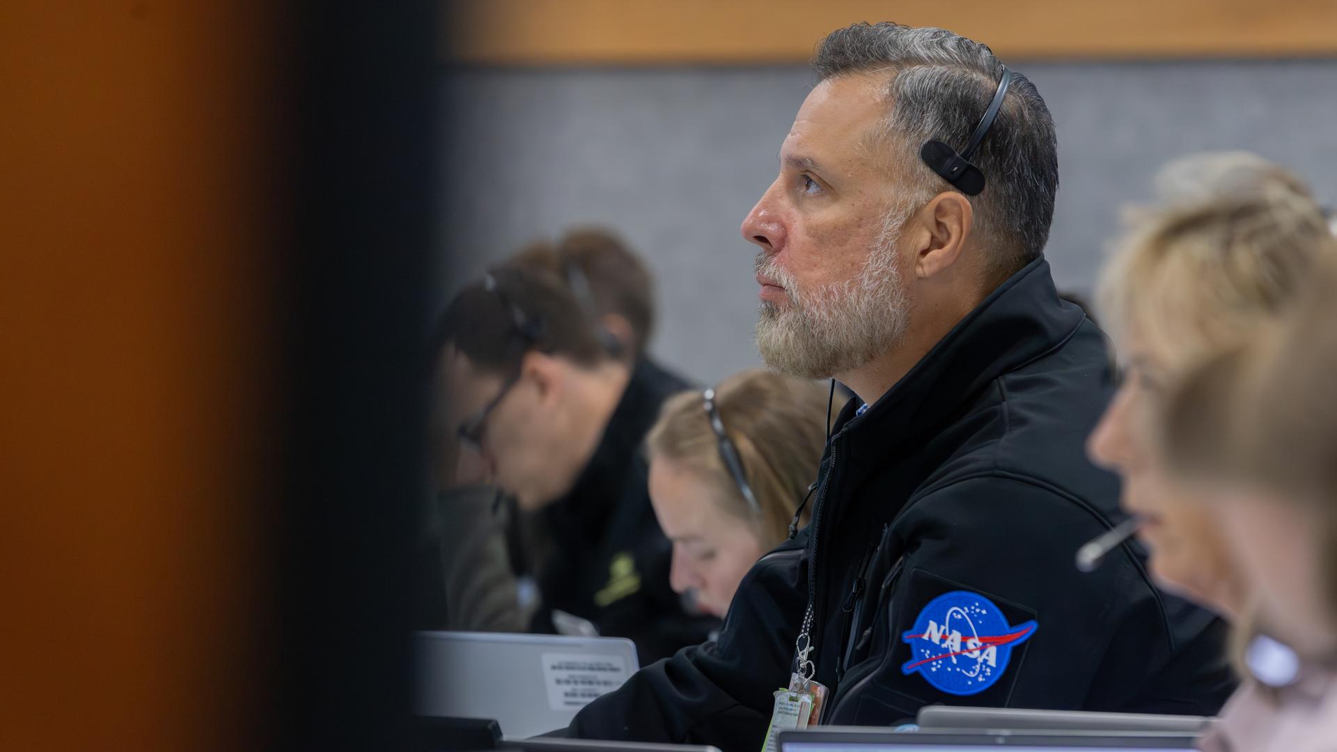 Carlos Moonge, branch chief of Test, Launch, and Recovery Operations, participates in a cryogenic propellant loading simulation for NASA’s Artemis III mission on Wednesday, Aug. 5, 2026, inside Firing Rooms 1 and 2 of the Rocco A. Petrone Launch Control Center at the agency’s Kennedy Space Center in Florida. Members of NASA’s Exploration Ground Systems team rehearse the steps to load the super-cooled liquid hydrogen and liquid oxygen into the SLS (Space Launch System) rocket core stage, a process that starts several hours before liftoff for the Artemis III mission. Artemis III will carry out a series of objectives in low Earth orbit designed to demonstrate critical systems needed for future lunar landings, beginning with Artemis IV.