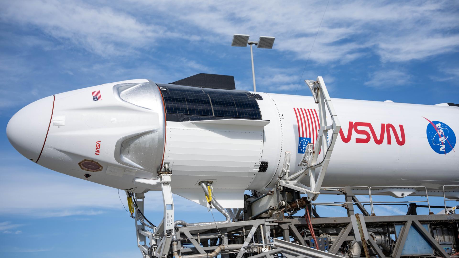 A SpaceX Dragon spacecraft atop the company’s Falcon 9 rocket rolls to the launch pad at Space Launch Complex 40 at Cape Canaveral Space Force Station in Florida on Sunday, Sept. 27, 2026, for NASA’s SpaceX Crew-13 mission. NASA astronauts Jessica Watkins and Luke Delaney, CSA (Canadian Space Agency) astronaut Joshua Kutryk, and Roscosmos cosmonaut Sergey Teteryatnikov are scheduled to launch at 11:10 a.m. EDT on Thursday, Oct. 1, to the International Space Station for the 13th crew rotation mission as part of NASA’s Commercial Crew Program. 