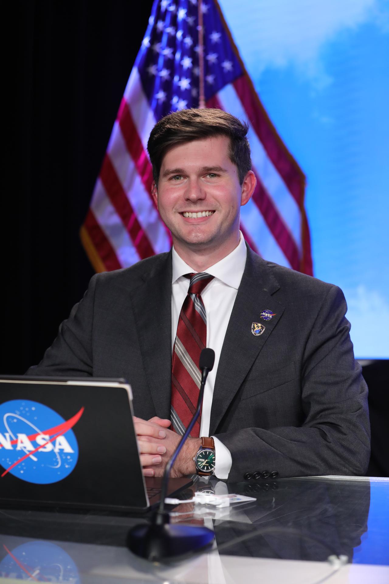 George Alderman, deputy press secretary, participates in a postlaunch news conference at the agency’s Kennedy Space Center in Florida on Thursday, Oct. 1, 2026, following the launch of NASA’s SpaceX Crew-13 mission to the International Space Station. NASA astronauts Jessica Watkins and Luke Delaney, CSA (Canadian Space Agency) astronaut Joshua Kutryk, and Roscosmos cosmonaut Sergey Teteryatnikov launched to the International Space Station aboard SpaceX’s Dragon spacecraft and Falcon 9 rocket at 11:10 a.m. EDT on the 13th crew rotation mission with SpaceX to the space station.  