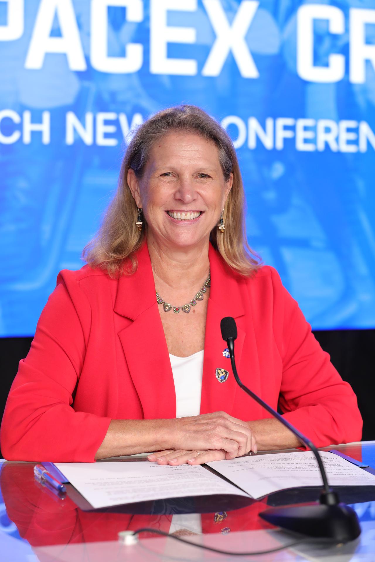 Dr. Lori Glaze, associate administrator, NASA’s Human Spaceflight Mission Directorate, participates in a postlaunch news conference at the agency’s Kennedy Space Center in Florida on Thursday, Oct. 1, 2026, following the launch of NASA’s SpaceX Crew-13 mission to the International Space Station. NASA astronauts Jessica Watkins and Luke Delaney, CSA (Canadian Space Agency) astronaut Joshua Kutryk, and Roscosmos cosmonaut Sergey Teteryatnikov launched to the International Space Station aboard SpaceX’s Dragon spacecraft and Falcon 9 rocket at 11:10 a.m. EDT on the 13th crew rotation mission with SpaceX to the space station. 