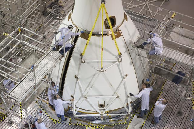 NASA image: 180° Ogive Panel Installed on Orion