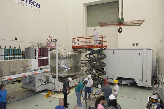 NASA image: MMS Spacecraft Uncrated & Moved