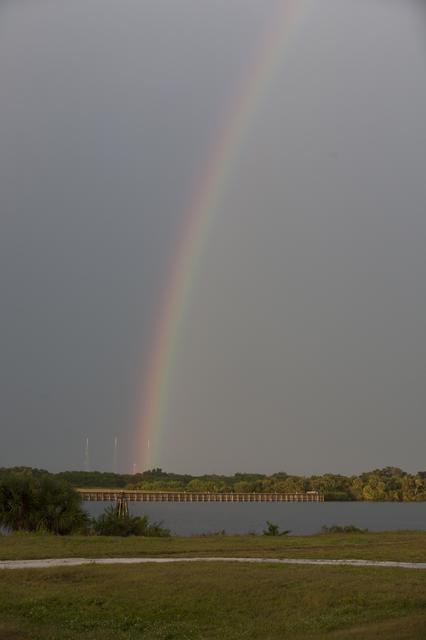 NASA image: Rainbow over the Press Site