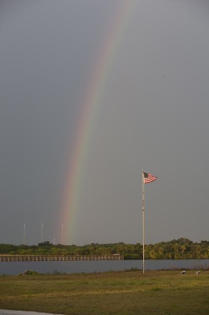 NASA image: Rainbow over the Press Site