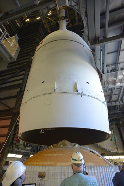 NASA image: Orion is Lifted for Mating with Delta IV