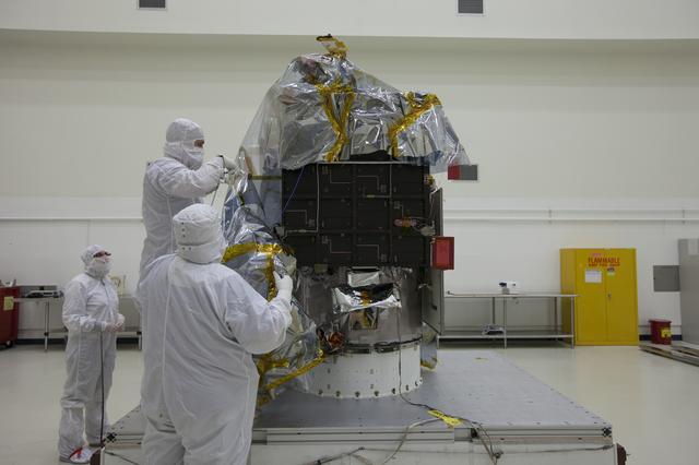 NASA image: DSCOVR Spacecraft Arrival, Offload, & Unpacking