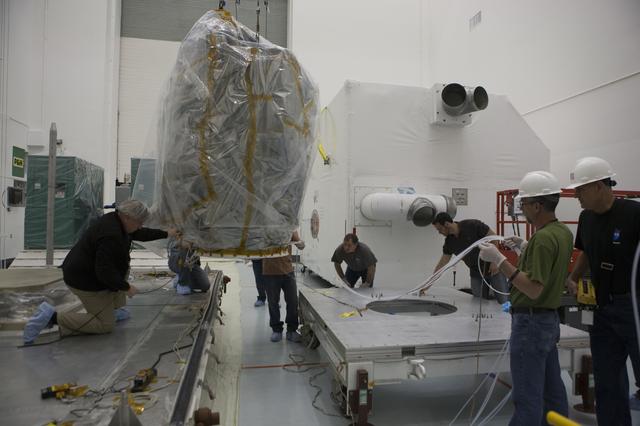 NASA image: DSCOVR Spacecraft Arrival, Offload, & Unpacking