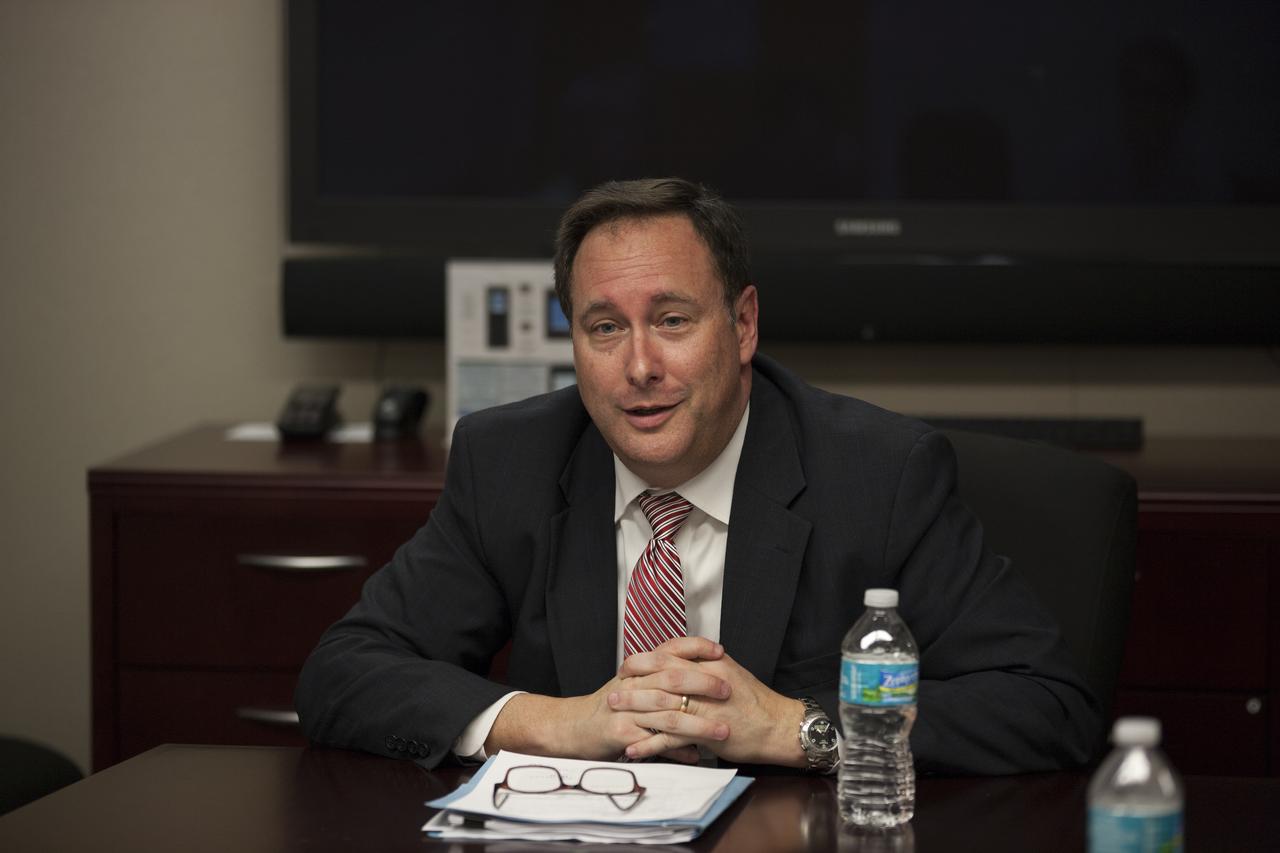 NASA Associate Administrator Robert Lightfoot addresses journalists at the agency's Kennedy Space Center in Florida to discuss the Asteroid Redirect Mission.