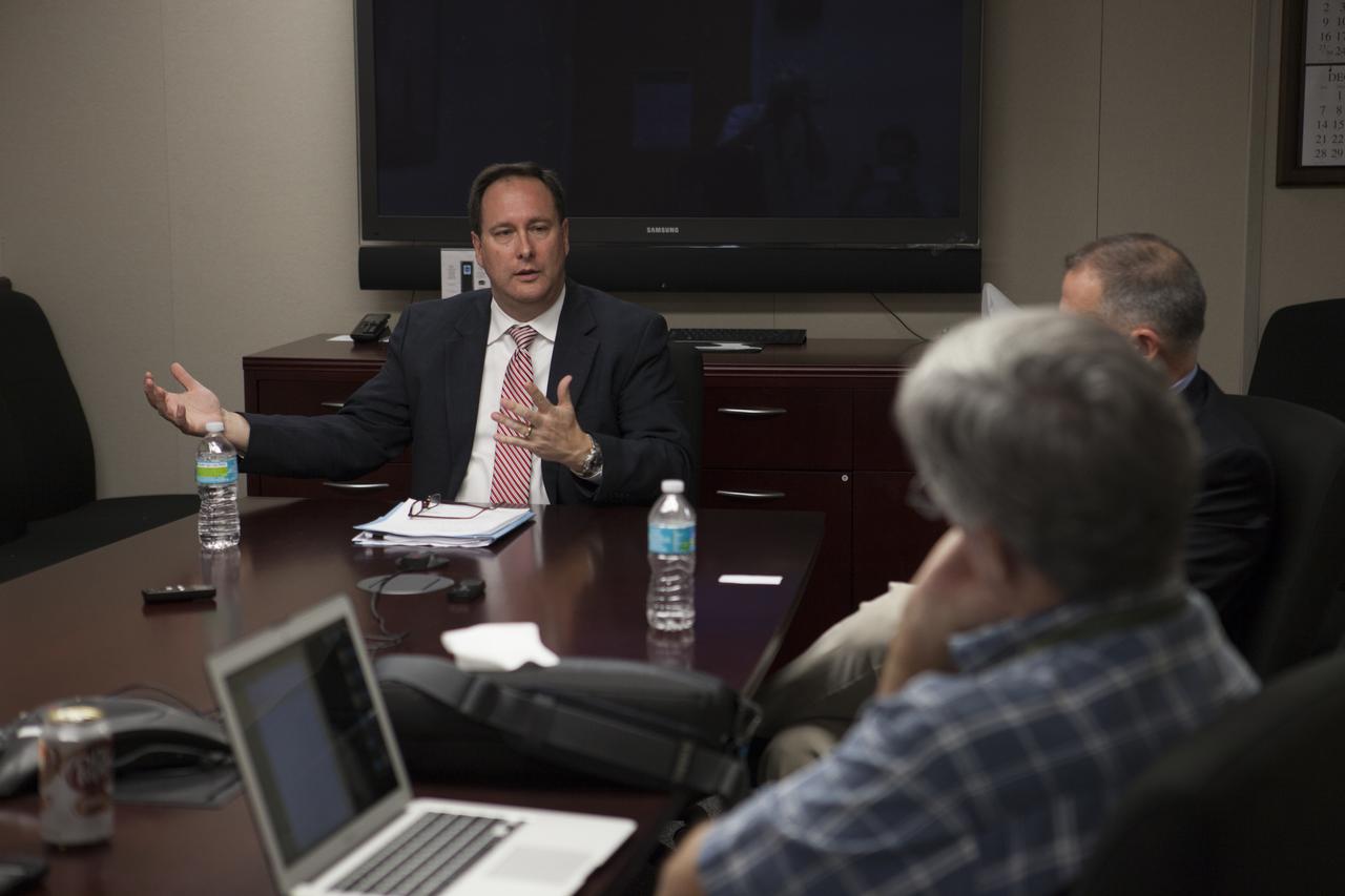 NASA Associate Administrator Robert Lightfoot briefs journalists on the Asteroid Redirect Mission during a roundtable discussion at the agency's Kennedy Space Center in Florida. 