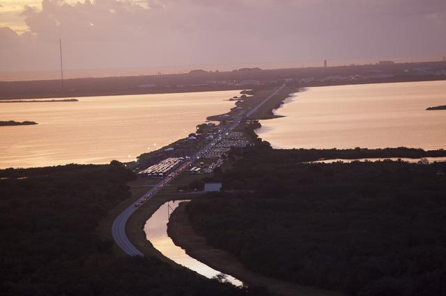 NASA image: Aerials of Orion on Launch Pad 37 from Helicopter