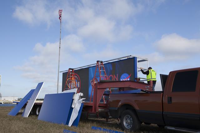 NASA image: The Shroud is Put Over the New Countdown Clock