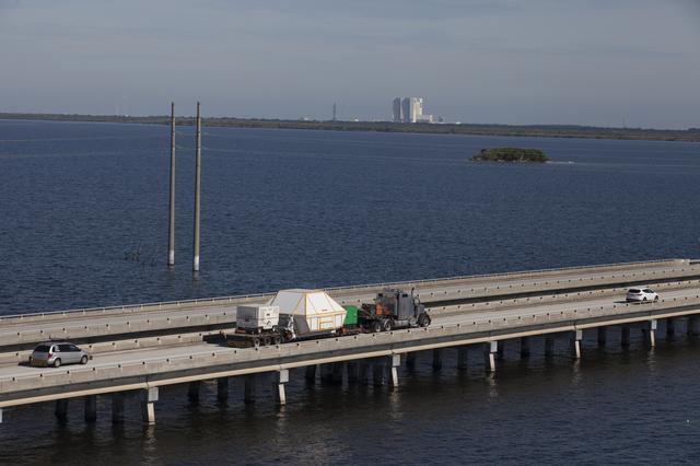 Aerial of the Orion EFT-1 Arrival at KSC