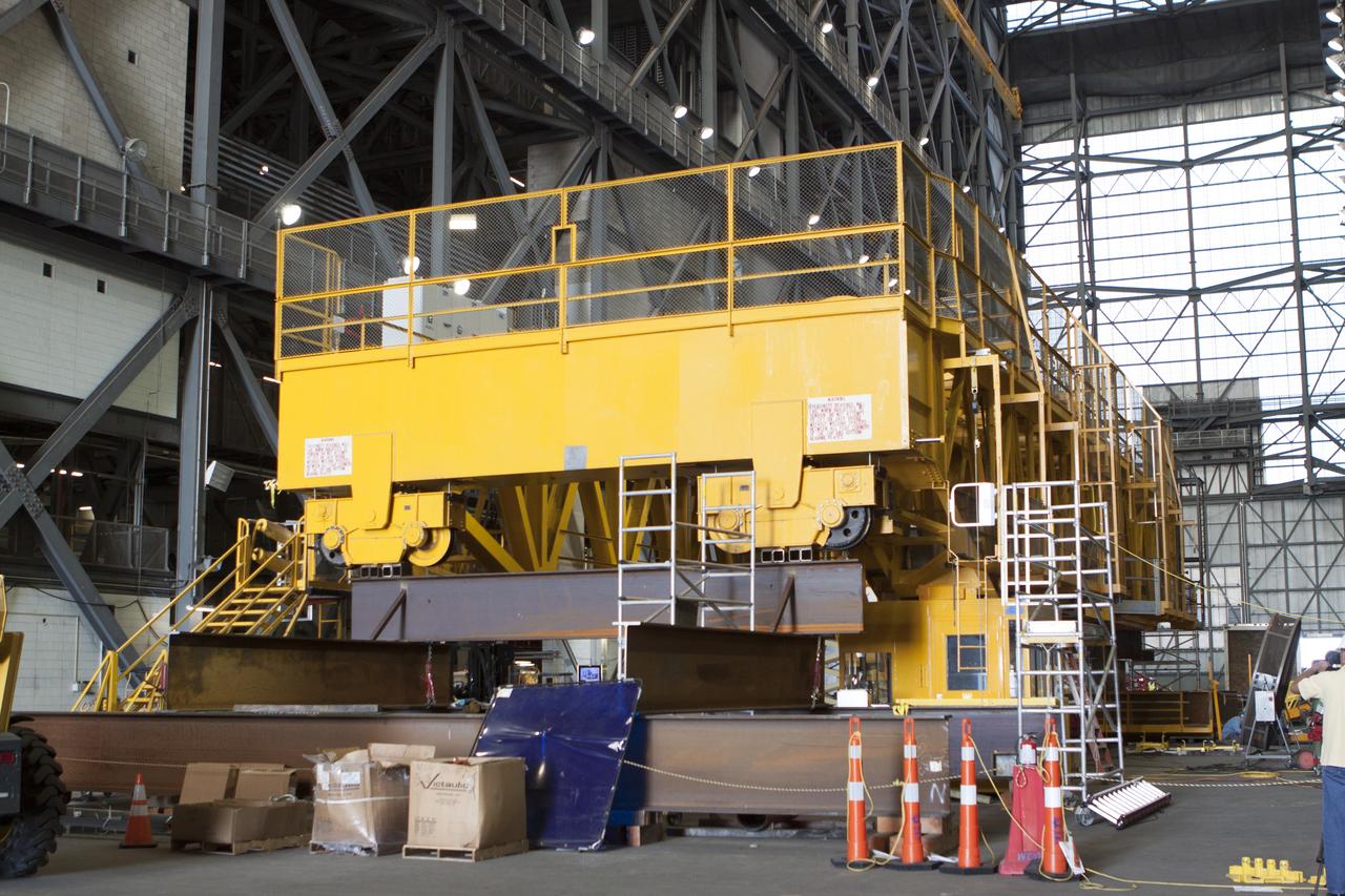 Upgrades and modifications continue on the 175-ton crane on the ground floor of the transfer aisle inside the Vehicle Assembly Building at NASA's Kennedy Space Center in Florida. The crane's 45-year-old controls are being upgraded to improve reliability, precision and safety. The Ground Systems Development and Operations Program is overseeing upgrades and modifications to the crane so that it can support lifting needs for NASA and other exploration vehicles, including the agency's Space Launch System and Orion spacecraft.