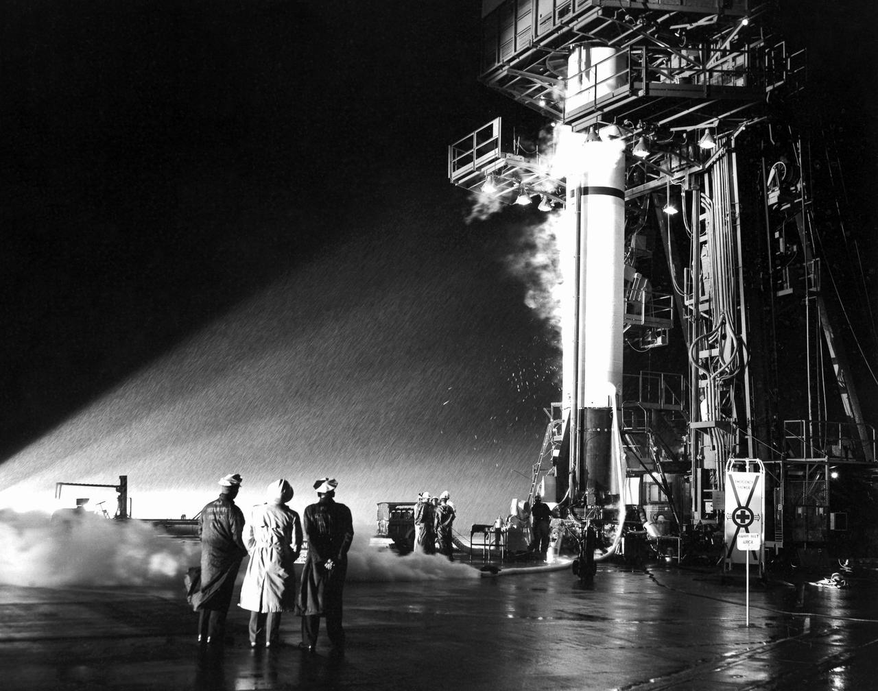 CAPE CANAVERAL, Fla. – MR-3 prelaunch alert.    Photo credit: NASA/Santomassino
