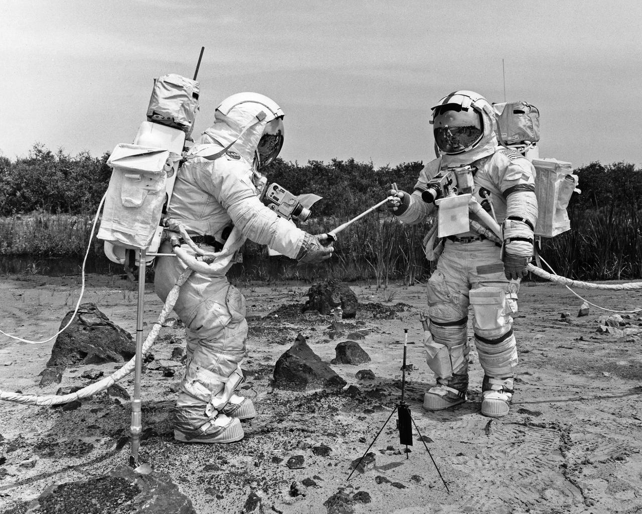 CAPE CANAVERAL, Fla. -- Apollo 17 prime crew during EVA – F-53-272-857  Photo credit: NASA